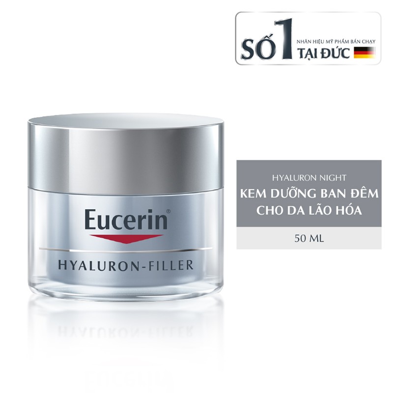 Eucerin Hyaluron-Filler Night Cream có thành phần chính là Hyaluronic Acid.